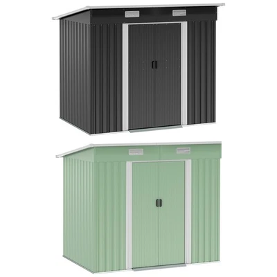 Outsunny Gerätehaus Metall 2,3 m² 207 x 130 x 182 cm Geräteschuppen mit Pultdach