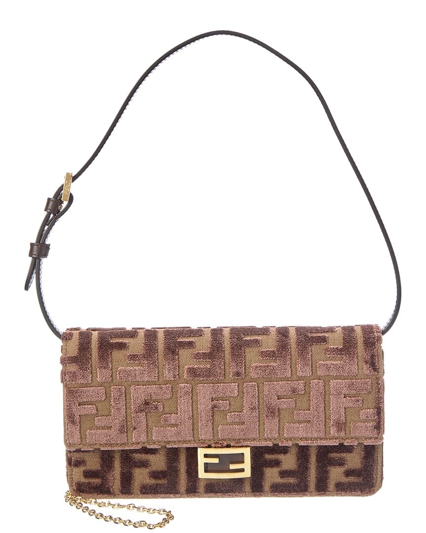 Fendi Baguette Ff Velvet - Leather Wallet On Chain Womens 215990₽