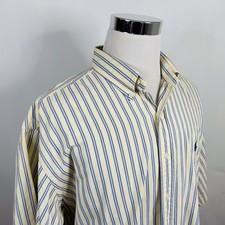 Polo Ralph Lauren 2XL Vintage Blake Lightweight Oxford Shirt Yellow Blue Striped