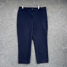 Talbots Pants Womens 14 Navy Blue Stretch Cropped Ankle Chino 98 Cotton Spandex