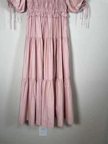 Abito midi En Season popeline cotone maniche a sbuffo scollato a strati taglia XS rosa boho - Foto 7 di 17