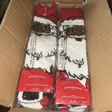 Case Lot of 12 Wondershop at Target Crew Socks Men  s Unisex Sz 6-12 Black Santa