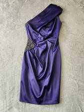Vintage Eliza J Dress Womens Gathered Cocktail Applique Sz 4 Purple One Shoulder