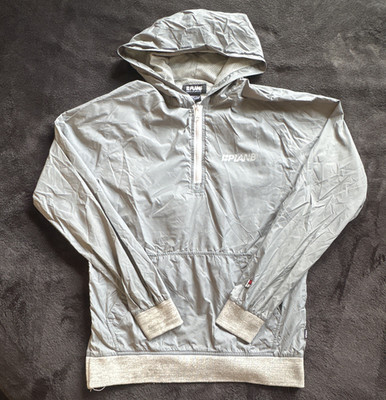 PLANB Y2K Skate Premium Quality Women's Gray Hooded 1/2 Zip Windbreaker Jacket M
