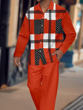 Men's Outfit 2 Piece Set Shirt Pants Suit PLUS SIZE BIG 2XL