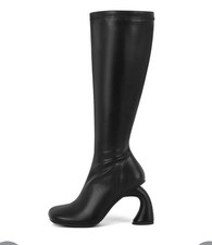 Women's Club Black Leather Knee-High Boots Size 10 Great For Fall Outfits - Used