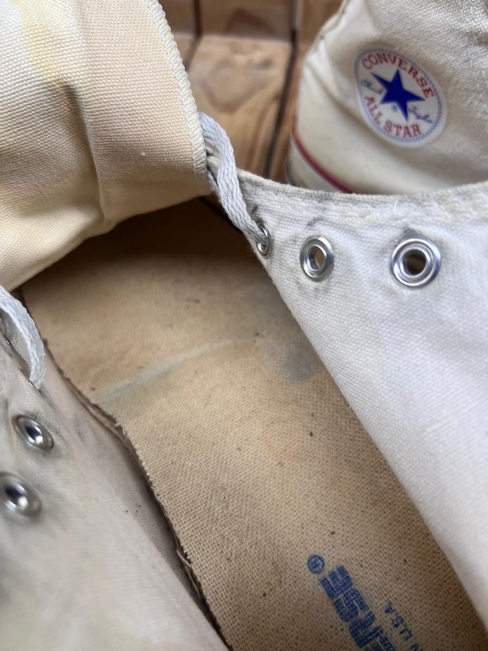 VTG 🔥🔥Rare Chuck Taylor All Star Converse white cream Made In USA 12 uk  11 thumbnail 20