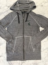 Nike Gray Full-Zip Hoodie with Michigan Spartans MSU Logo