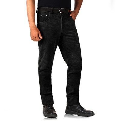 Neu Herren Schwarz Wildleder Hose 100% Echt Lammleder Stylisch Slim Fit Hose