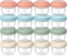16 Pack 4 oz Small Containers W/ Lids Reusable Plastic Jars Snack Puree
