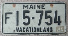 1981 Maine Farm License Plate 15-754 - VACATIONLAND