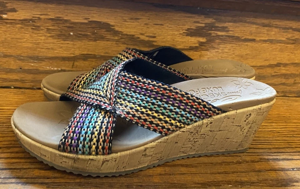 Sandalia de cuña Skechers Beverlee High Tea EE. UU. 8 multicolor Foto 4 de 4