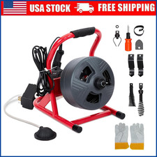 50FT 5/16" Electric Drain Auger Cleaner Sewer Snake Cleaning Machine with Cutter