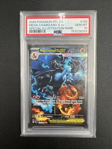 2025 POKEMON PFL EN-PHANTASMAL FLAMES #125 MEGA CHARIZARD X EX PSA 10