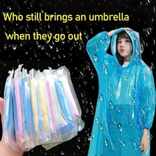 10x Disposable Unisex Rain Coats Emergency Rain Poncho Waterproof Festivals