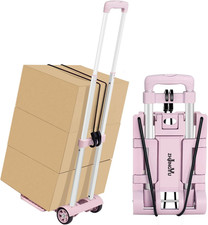 Folding Dolly Pink Hand Cart,Folding Hand Truck Aluminum Trolley,Small Dolly, Fo