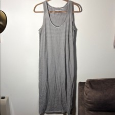 Everlane Striped Cotton midi Dress -L - Black and White