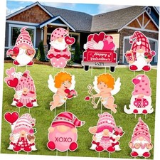 12 pcs valentine's day yard signs with stakes valentine gnomes lawn