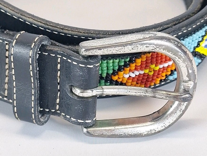 Gap Vintage Genuine Leather Multicolored Beaded Belt Gap Multicolor Belts for Women for sale | eBay main image 4