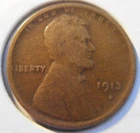 1913-S  Tough, SEMI-KEY Date  Lincoln Cent - (13SGC3)