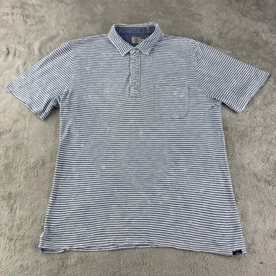 Faherty Polo Shirt Mens XL Blue Stripe Pocket Jersey Indian Dye Summer Casual