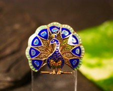 Zauberhafte 835 Silber Brosche Pfau Vogel Ema...