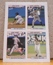 TOPPS BAZOOKA QUAD STAMPS LUIS CASTILLO, JOSE VIDRO, JOSE REYES & MARK LORETTA