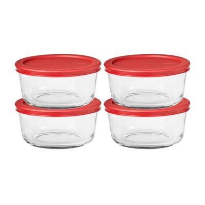 SnugFitTM Round Food Storage Containers with Lids 4Piece, 4cup, Red, ovensafe