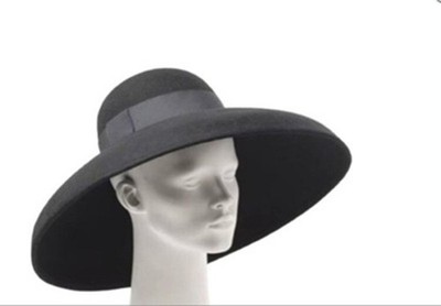 Ladies Retro Style Black Wool Stiff Felt Hat Wide Brim Women Winter Fedora Cloch