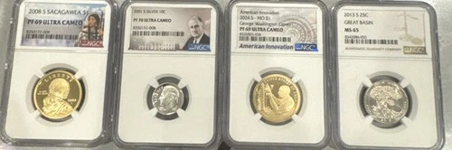 2001-S Roosevelt Silver Dime - NGC PF70 Ultra Cameo  & Three Other Modern Coins