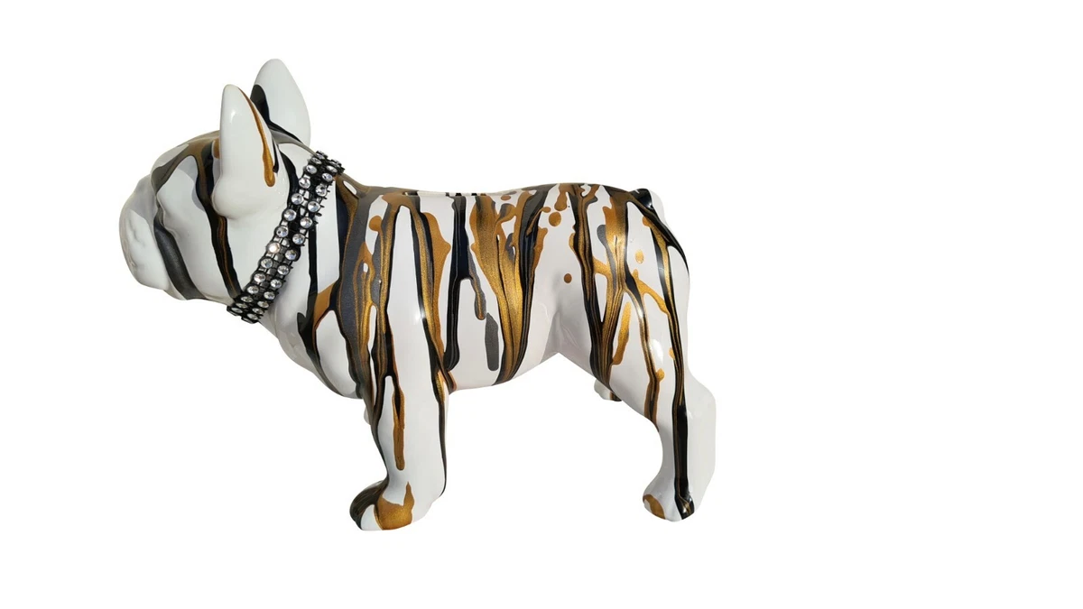 Piggy bank French Bulldog dog in white ceramic. Length 17