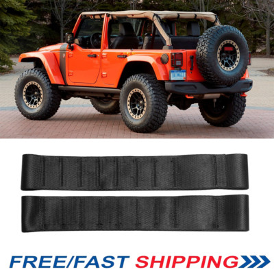 Pair Black High Strength Adjustable Door Strap For Jeep Wrangler CJ YJ TJ XJ JK