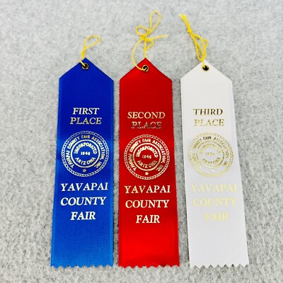 FIRST SECOND and THIRD Places Yavapai County Fair Prize Ribbons Lot of 3