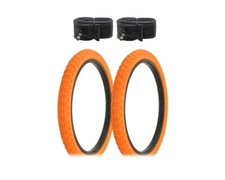 PAIR OF BICYCLE ALTALINE BMX TIRES W/TUBES 20 X 2.125 COMP III TREAD ALL ORANGE