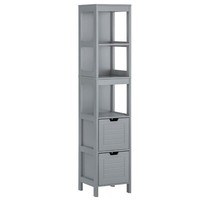 Osoltus Badschrank Hochschrank Badregal Hampton 144Cm Grau