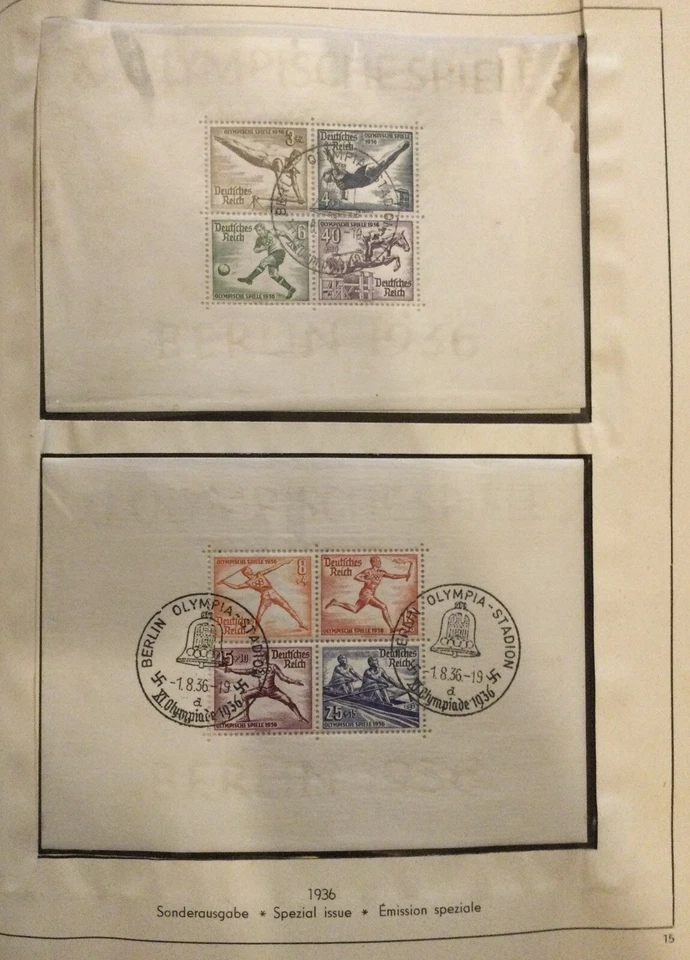 1936 GERMAN SPECIAL ISSUE OLYMPIC GAMES USED CV 200$Sc#B92Mi5/6 MINISHEET - Image 4 of 4