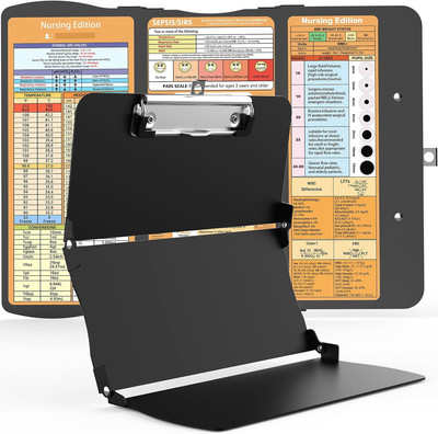 Nursing Clipboard Foldable Aluminum with Cheat Sheets for Students & Nurses