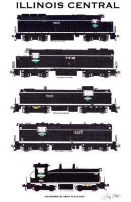 Illinois Central 1960s Era 11 X17 Railroad Poster By Andy Fletcher Signed Collectables Railwayana