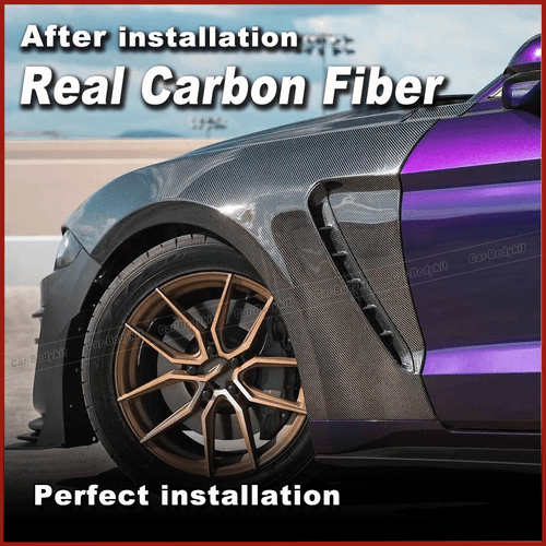 Fit For Ford Mustang 2018-2023 Real Carbon Exterior Side Fender Vent Cover Trim - Picture 5 of 9