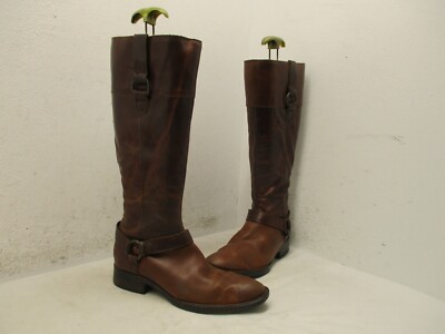 Born Brown Leather Zip Harness Knee High Boots Womens Size M/W Style  W62417