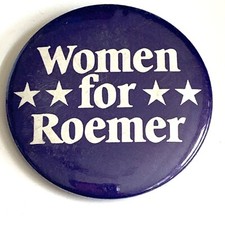 Women for Roemer Buddy Pinback Button Pin Navy White Political