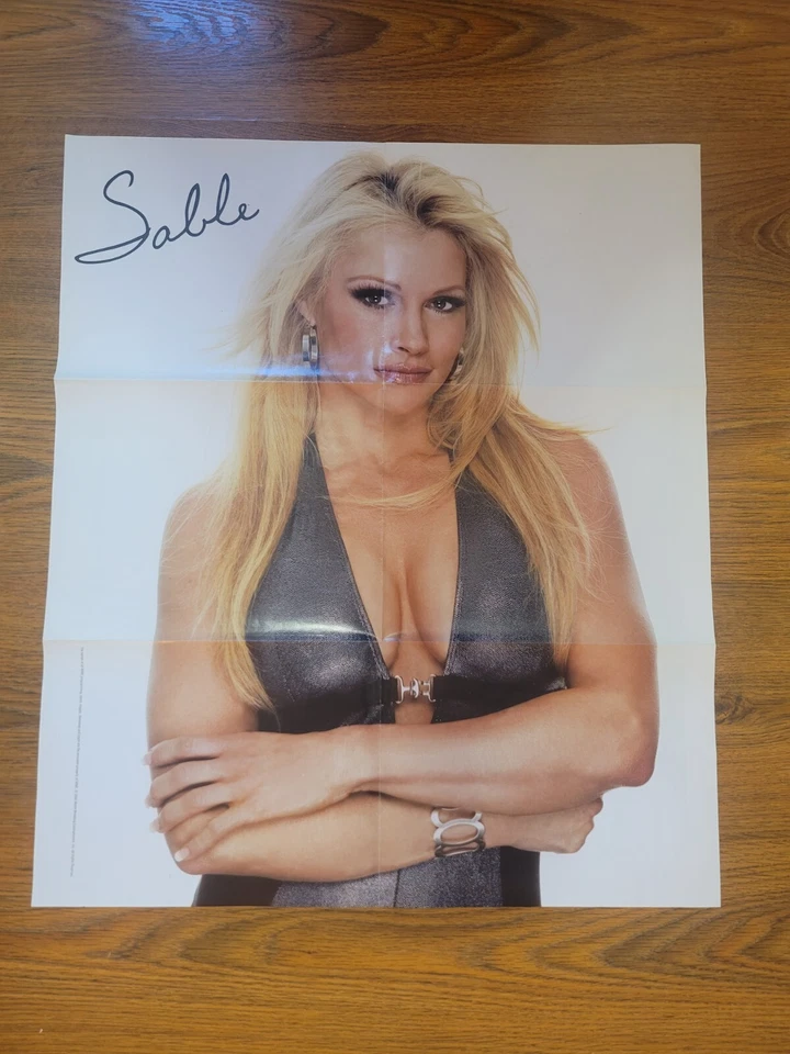 Traje de baño bikini Sable vintage de doble cara póster de lucha libre profesional pinup WWF WWE  Foto 2 de 4