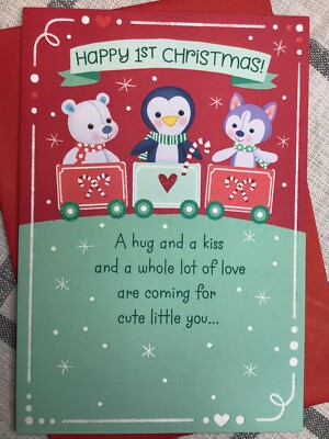 Hallmark Baby s First 1st Baby Boy or Girl Christmas Card 8x5.25 Expressions