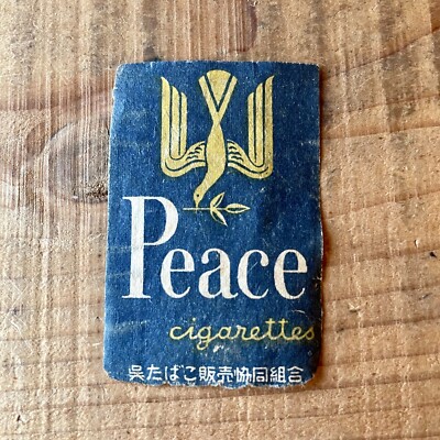 Old matchbox label tobacco Peace cigarettes Japan antique matchbook cover  ad a9