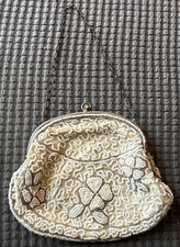 Early Beaded Purse With Chain Link Strap