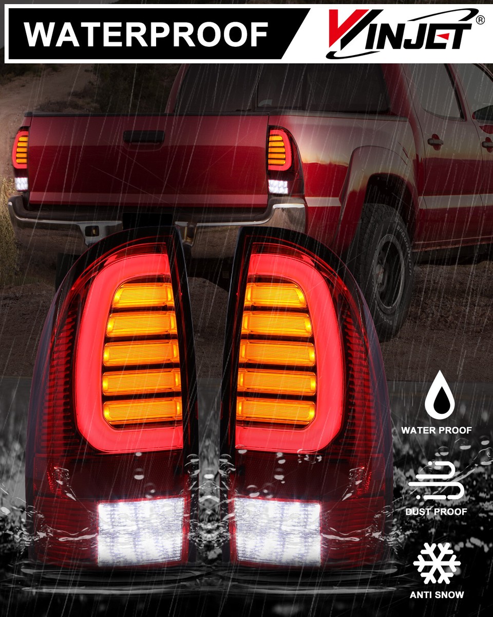 Pair LED Tail Lights For 2005-2015 Toyota Tacoma Chrome Signal