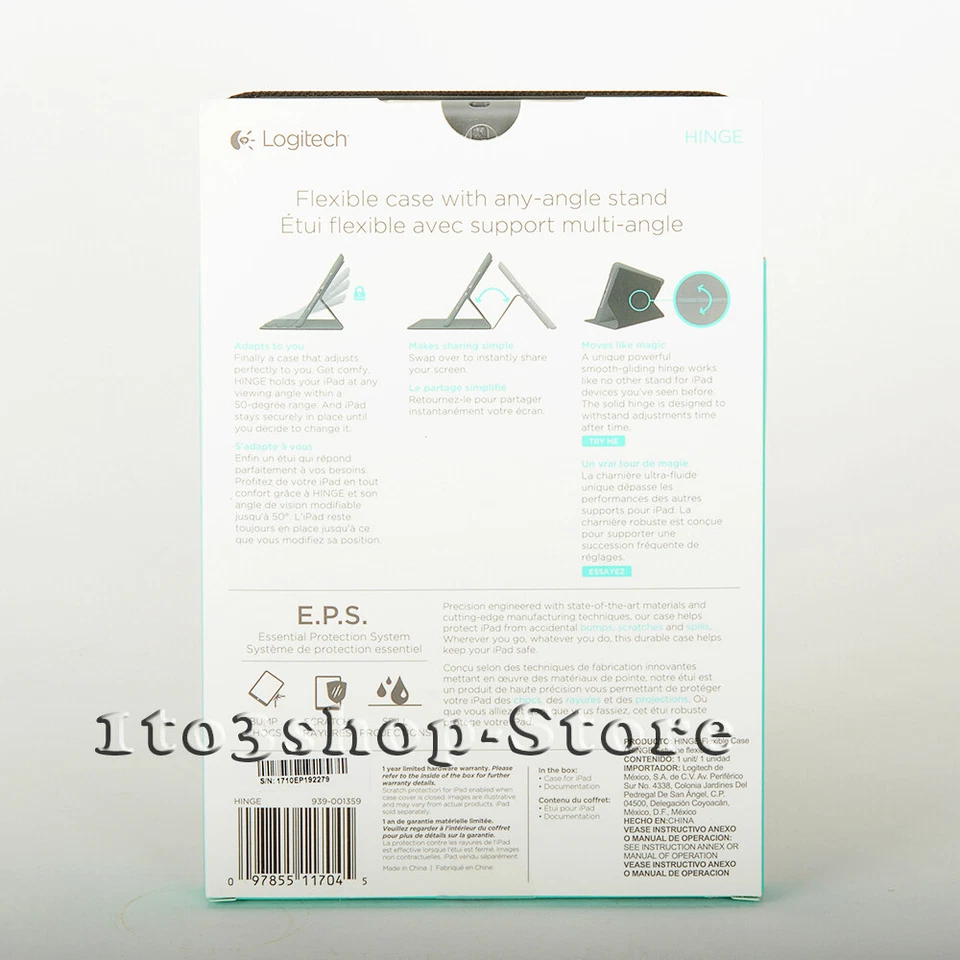 Logitech Hinge Folio Shell Case w/Stand Cover for iPad mini 2 iPad mini 3 Black - Image 2 of 4