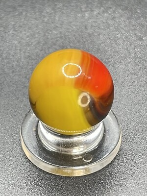 Akro Agate Royal Patch Marble - Red/Yellow & Brown Vintage Marbles 0.591 