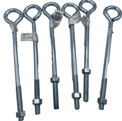 EVERBILT 117917 EYE BOLT WITH NUT 1/2 in x 12 in 300 Ib QTY:1 (SOLD INVIDUAL) 