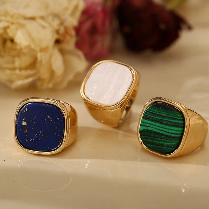 925 Versilbert Quadrat Ring Gold Retro Geometrische Index Finger Schmuck Gift